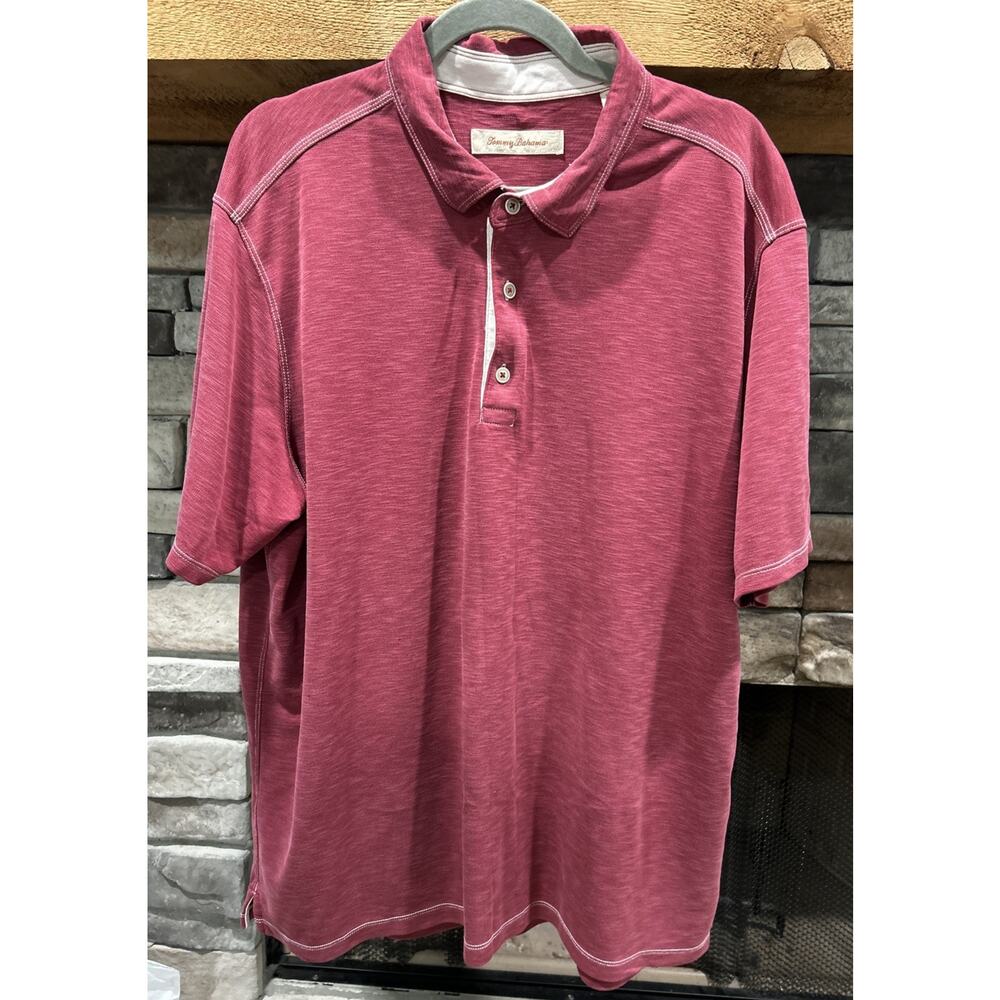 Men’s TOMMY BAHAMA Burgundy Short Sleeve Polo Shirt Size XXL *C8